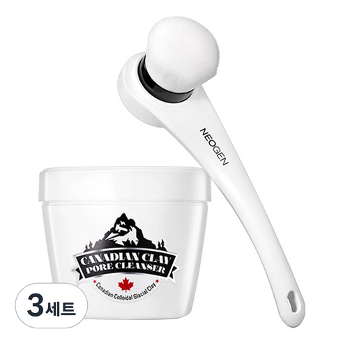 네오젠 캐네디언 클레이 빙하토 모공 팩 클렌저 120g+브러쉬 기획세트, 3세트