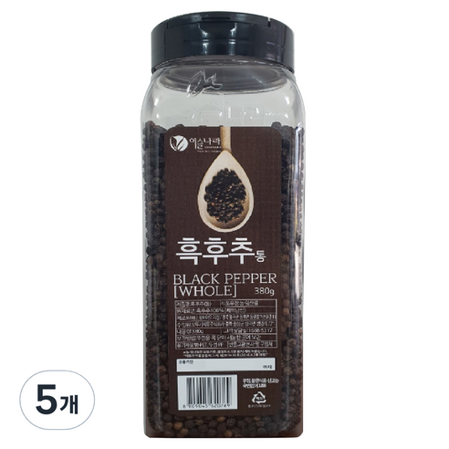 이슬나라 통 흑후추, 380g, 5개
