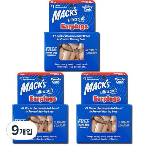 Macks 수면 귀마개 울트라소프트 20p, 9개