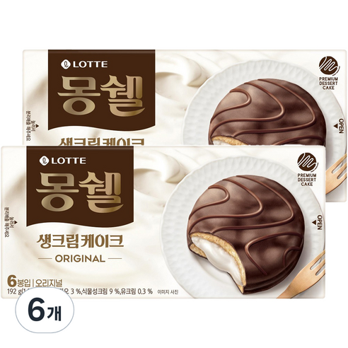 롯데제과 몽쉘 크림 케이크, 192g, 6개