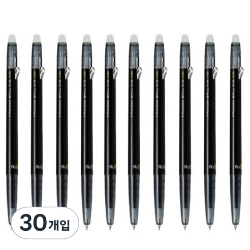 프릭션 파이롯트 볼 슬림 중성펜 0.38 mm, 블랙, 30개입
