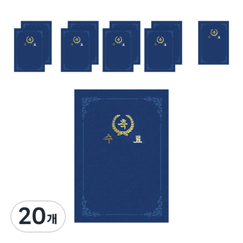다니엘문구 매직패브릭 이중접착끼움식 종이 상장케이스 350g, 수료 청색, 20개