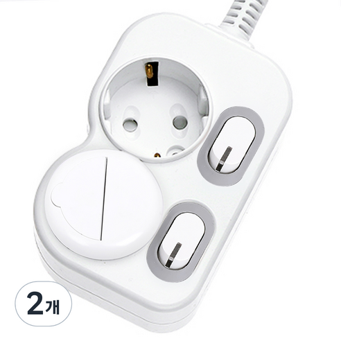 에코파워탭 국산 LED 개별 멀티탭 2구 EPM-L202 + 안전커버, 4.5m, 화이트(멀티탭), 랜덤발송(안전커버), 2개