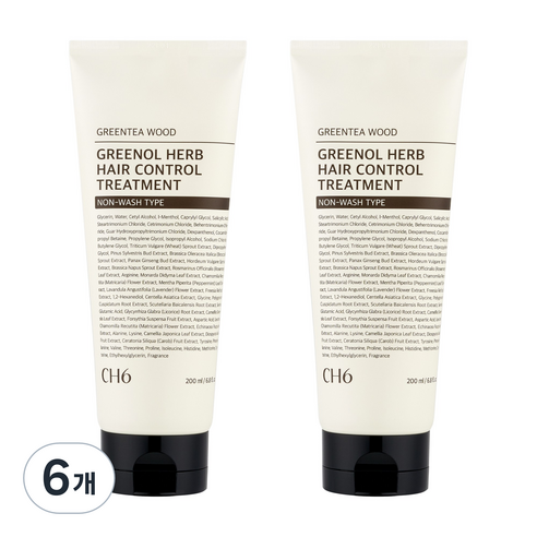 CH6 그리놀 허브 헤어 컨트롤 노워시 트리트먼트 그린티우드향, 200ml, 6개