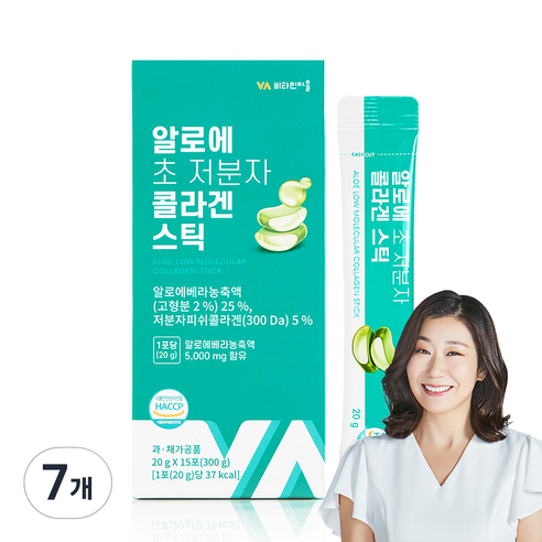 비타민마을 와이즈 알로에 초 저분자 콜라겐 젤리 스틱 15p, 300g, 7개