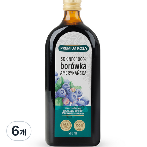 프리미엄로사 블루베리 원액 즙, 500ml, 6개