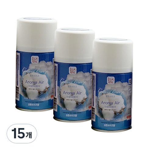 아로마에어 실내용 방향제 코튼브리즈, 280ml, 15개, 파우더/비누향
