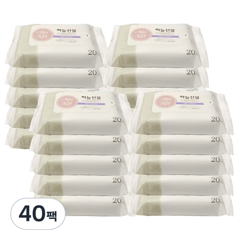 하늘선물 미니 물티슈, 20매, 40팩