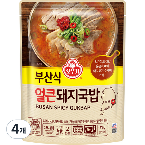 오뚜기 부산식 얼큰 돼지국밥, 4개, 500g