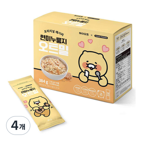 헤이오트 카카오프렌즈 현미누룽지 오트밀 12p, 384g, 4개