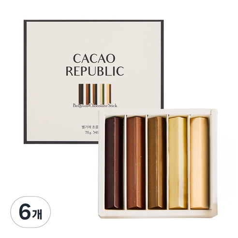 카카오리퍼블릭 벨기에초콜릿 스틱 5구, 70g, 6개