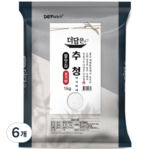 대구농산 경기미 추청 아끼바레 쌀, 1kg(특등급), 6개