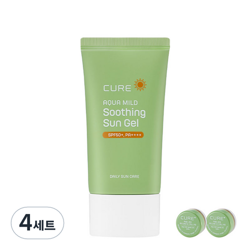 김정문알로에 큐어 아쿠아 마일드 수딩 선젤 50ml + 2X 크림 3.5g x 2p, 4세트