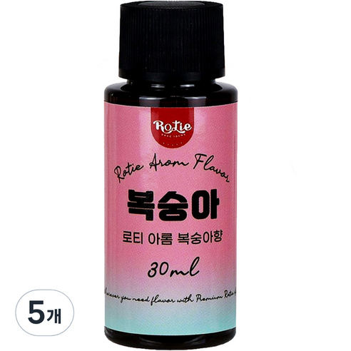 로티 아롬 복숭아향 식품 향료 30ml, 30g, 5개