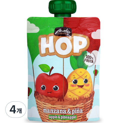 아넬라 HOP 과일 퓨레, 혼합맛(사과/파인애..., 100g, 4개 혼합맛(사과/파인애플) × 100g × 4개 섬네일