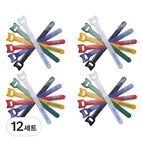 벤션 케이블 탈부착 타이밴드 6종 세트, 12세트