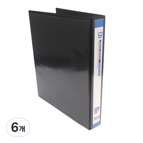 알파 흑투명 D링 A4 바인더 AT 3공 3cm, 흑색, 6개