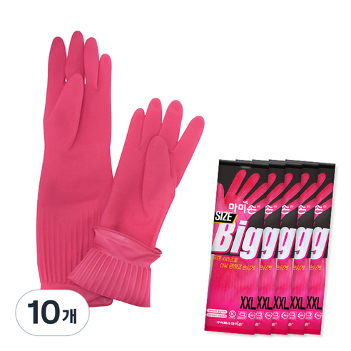 마미손 고무장갑, 핑크, 특특대(XXL) 이상, 10개