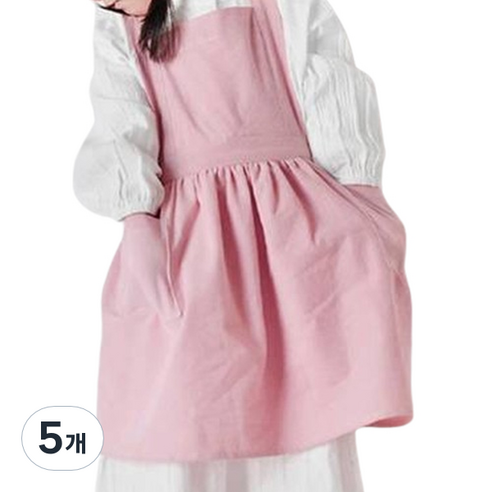 젊은이마켓 아동용 린넨 앞치마, 핑크, 5개