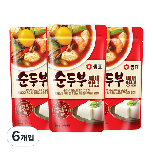 샘표 순두부찌개 양념, 130g, 6개