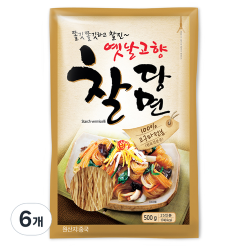 진미 옛날고향찰당면, 500g, 6개