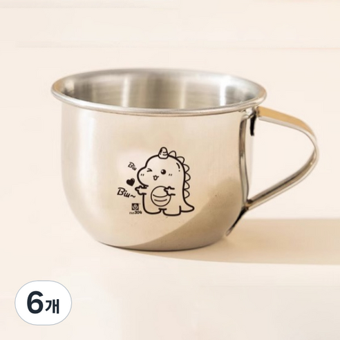 아우라팸 어린이 스텐 304 양치컵 80ml, 꼬마공룡, 6개