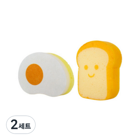 키친 스펀지 수세미 계란 + 식빵 세트, 2세트