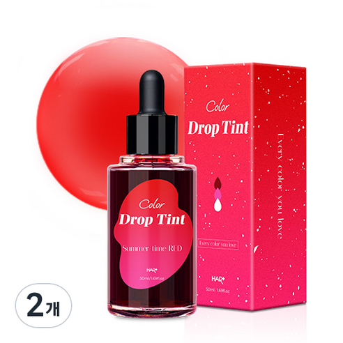헤어플러스 컬러 드롭 틴트 헤어 메니큐어 50ml, 2개, 썸머타임레드