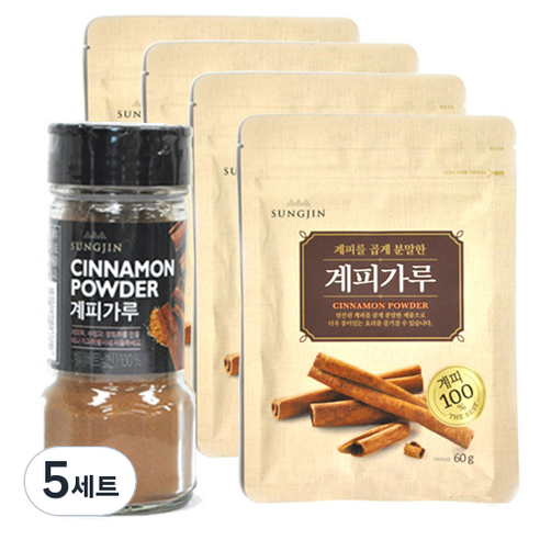 성진 계피 가루 병 45g + 지퍼형 60g x 4p 세트, 5세트, 285g