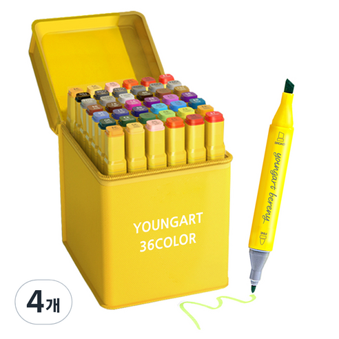 YOUNGART BERENEY 천케이스 마카, 36색, 4개