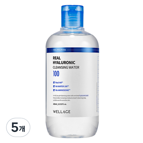 웰라쥬 리얼 히알루로닉 클렌징 워터, 400ml, 5개