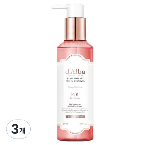 달바 프로페셔널 리페어링 스칼프 테라피 세럼 샴푸 로제 프리지아, 275ml, 3개