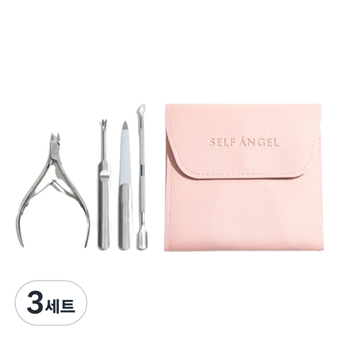 셀프천사 손톱정리 니퍼 + 양면푸셔 + 트리머 + 파일 + 파우치 세트, 3세트