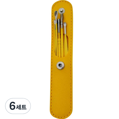 봄봄리빙 스테인리스 귀이개 열쇠고리 6종 세트 옐로우, 6세트