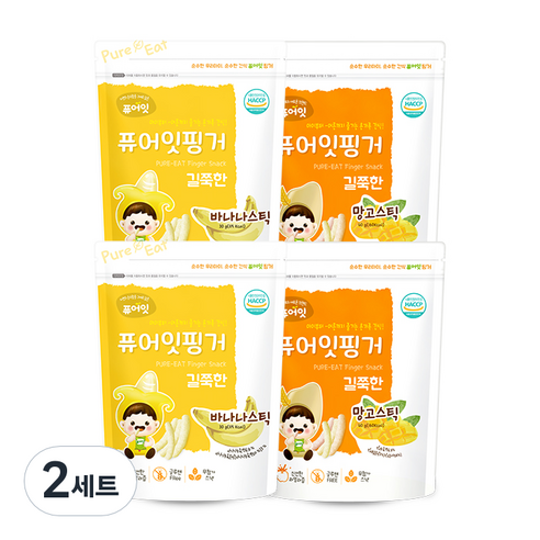 퓨어잇 핑거 길쭉한 망고스틱 2p + 바나나스틱 2p, 2세트