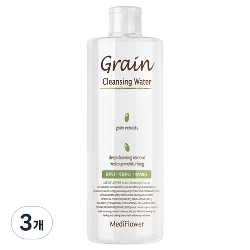 메디플라워 곡물 페이셜 클렌징 워터, 500ml, 3개