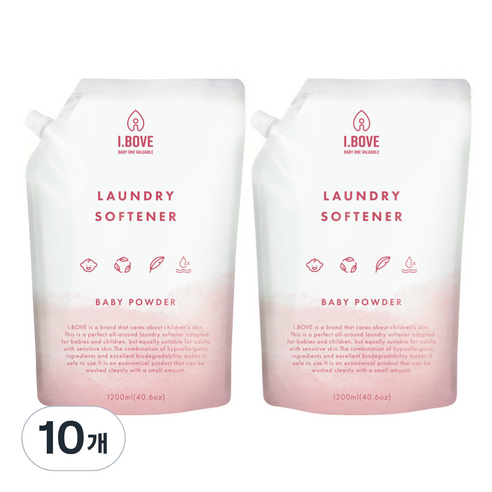 아이보브 유아용 고농축 섬유유연제 베이비파우더 리필, 10개, 1200ml