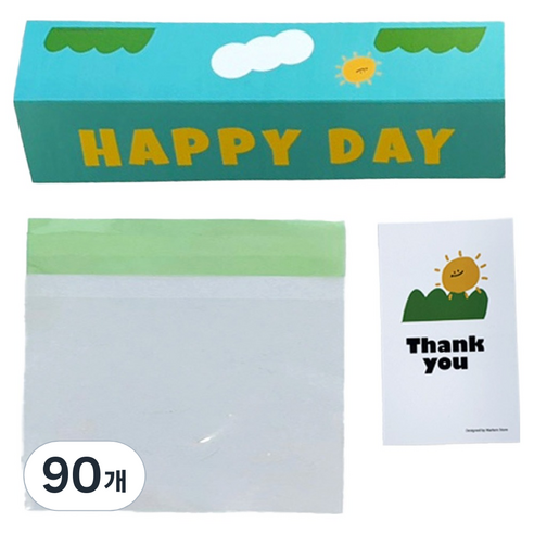 마커스스토어 알록달록 해피데이 헤더택 포장 대, 민트, 90개