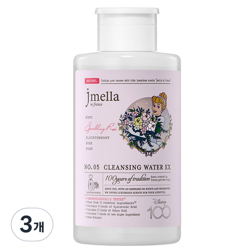 제이멜라 디즈니 100주년 에디션 인 프랑스 스파클링 로제 클렌징 워터, 500ml, 3개