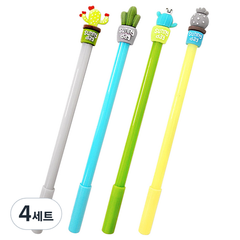 투영디자인 선인장 젤펜 4종 세트 0.5mm, 혼합 색상, 4세트
