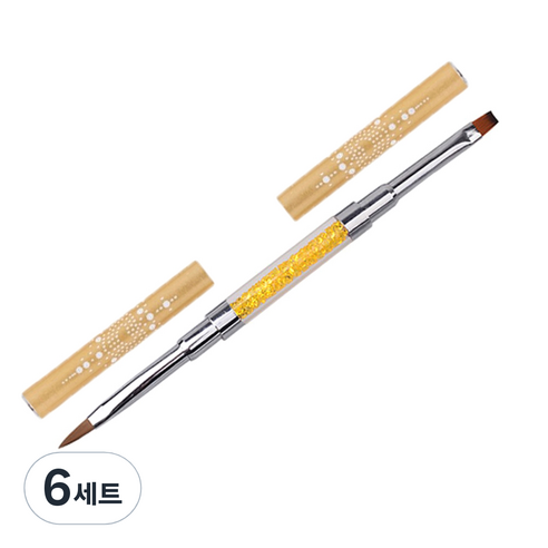 메이브라운 듀얼브러쉬 아크릴붓 + 평붓 MBN001-2, 혼합 색상, 6세트