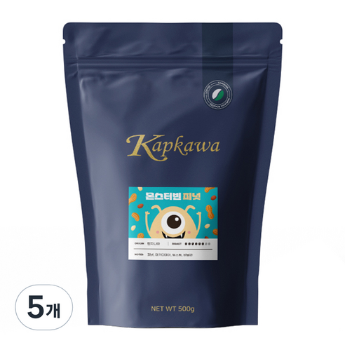 캅카와 몬스터빈 피넛 커피, 홀빈(분쇄안함), 500g, 5개