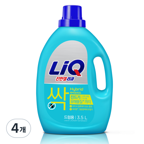 리큐 진한겔 하이브리드 액체세제 드럼용 본품, 3.5L, 4개