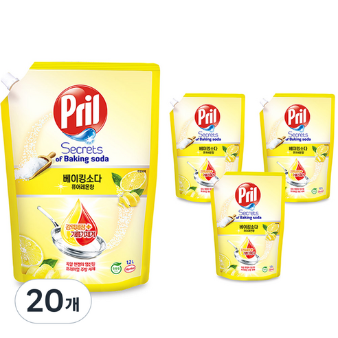 프릴 시크릿 오브 베이킹소다 퓨어레몬, 1.2L, 20개