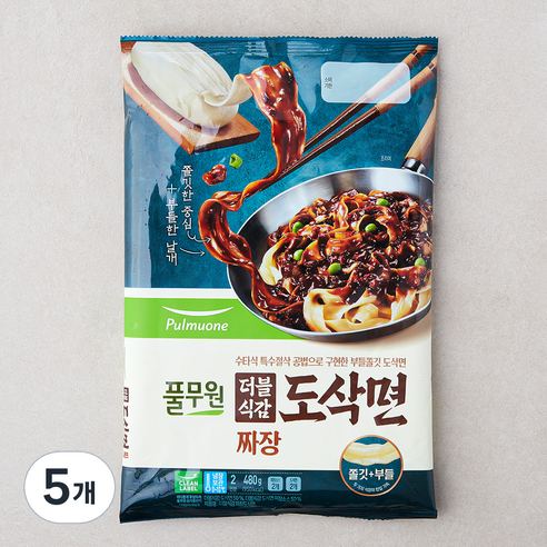 풀무원 더블식감 짜장도삭면 2인, 480g, 5개