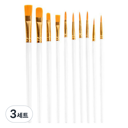블랙트리 아동용 수채화용 붓 화이트 10종 세트, 3세트