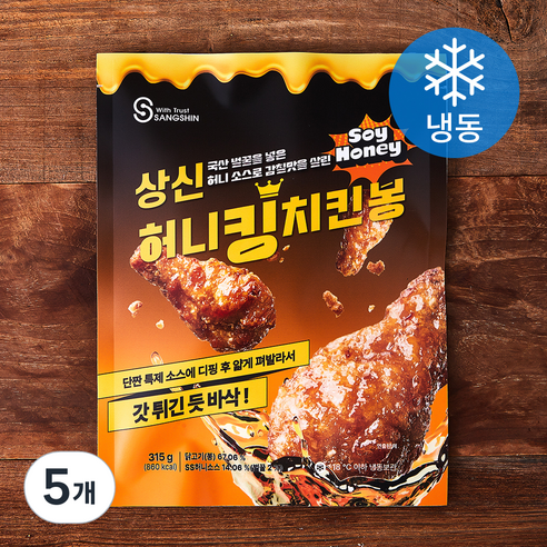 상신 허니킹 치킨봉 (냉동), 315g, 5개
