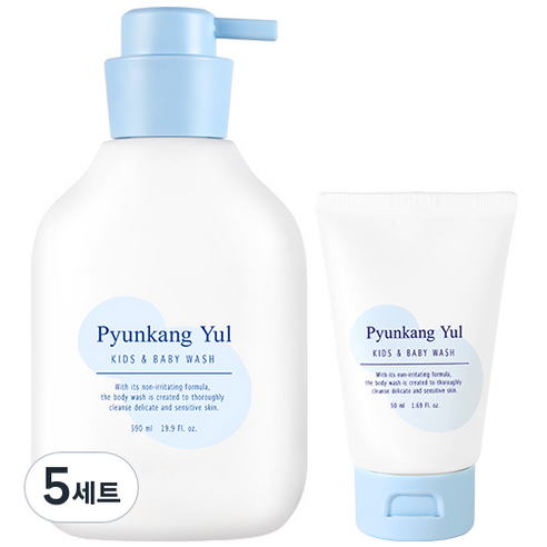 편강율 키즈 앤 베이비 워시 590ml + 여행용 50ml 세트, 5세트