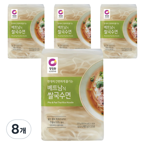 청정원 베트남식 쌀국수면225g(4mm), 8개, 225g