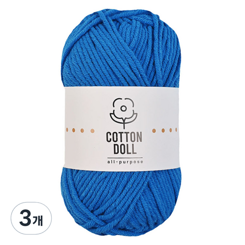 니뜨 코튼돌 뜨개실 50g, 3개, 32 블루